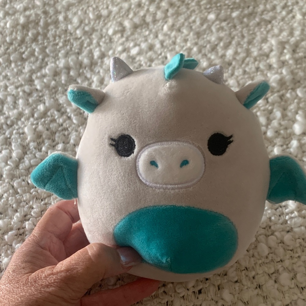 Squishmallows Gray and Teal Dragon Plush